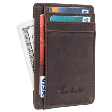 Travelambo Slim Leather RFID Blocking Wallet for Men & Women
