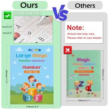 Monking Large Magic Practice Copybook for Kids,Handwriting Practice Book 5 Pack with Pen Refill Engl...