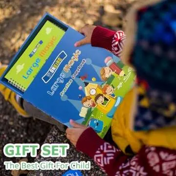 Monking Large Magic Practice Copybook for Kids,Handwriting Practice Book 5 Pack with Pen Refill English Cursive Calligraphy Reusable Age 3-8 ，11.4x8.3Inch (5pc+2 pen+Gift box)