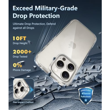 iPhone 16 Pro Clear Case Military Drop Protection Anti-Yellowing