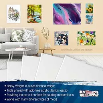 U.S. Art Supply 12x12 Canvas Value Pack for Artists