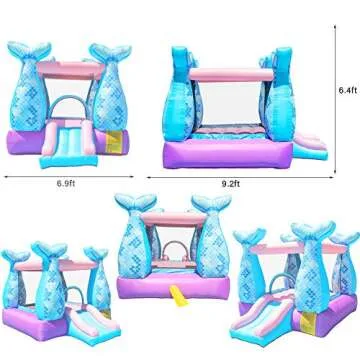 Doctor Dolphin Bounce House Inflatable Mermaid Bouncy Castle House with Air Blower for Kids Party