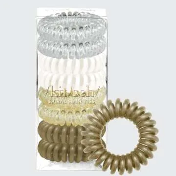 Kitsch Spiral Hair Ties for Women - Creaseless and Dent-free Coil Hair Ties | No Damage, Phone Cord Coils | Made of Flexible and Durable Plastic | 8pcs (Blonde) - Valentines Day Gifts