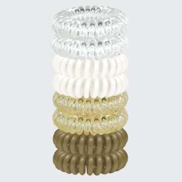 Kitsch Spiral Hair Ties for Women - Creaseless and Dent-free Coil Hair Ties | No Damage, Phone Cord Coils | Made of Flexible and Durable Plastic | 8pcs (Blonde) - Valentines Day Gifts