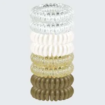 Kitsch Spiral Hair Ties for Women - Creaseless and Dent-free Coil Hair Ties | No Damage, Phone Cord Coils | Made of Flexible and Durable Plastic | 8pcs (Blonde) - Valentines Day Gifts