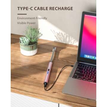 RONXS Lighter Electric Lighter Rechargeable Arc Type C Candle Lighters with LED Battery Display, Flexible Neck Windproof Flameless Plasma Long Lighters for Candle BBQ Camping