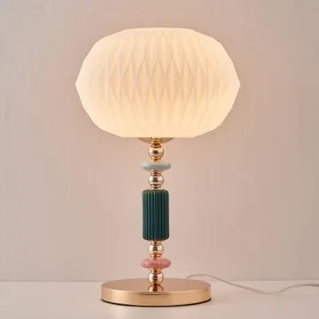 FALINNEAD Milk White Glass Shade Table Lamp Modern Metal Desk Lamp with Plug Cord Switch for Bedroom...