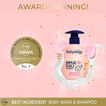 Babyology All Natural Baby Wash and Shampoo - 100% Edible Ingredients - with Organic Rose Water (Unscented) - Good for Sensitive Skin - Non Toxic - Tear Free (Scents & Packs Vary)