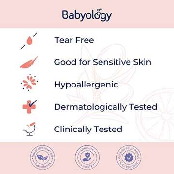 Babyology All Natural Baby Wash and Shampoo - 100% Edible Ingredients - with Organic Rose Water (Unscented) - Good for Sensitive Skin - Non Toxic - Tear Free (Scents & Packs Vary)
