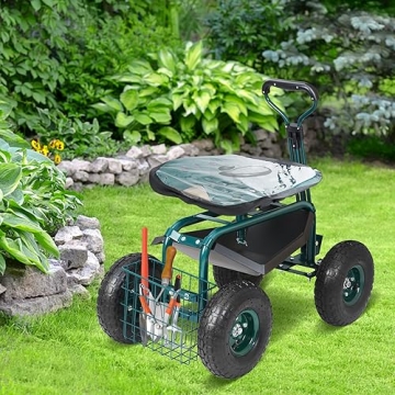 VEVOR Rolling Garden Cart with Wheels & Swivel Seat