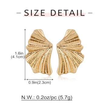 WOWORAMA Matte Gold Fan Earrings for Stylish Women