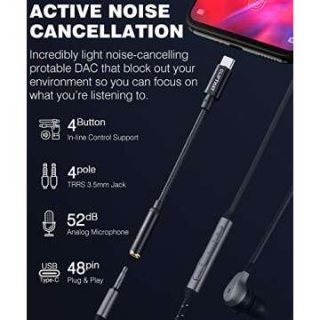 USB C to 3.5mm Adapter with HiFi Sound Quality