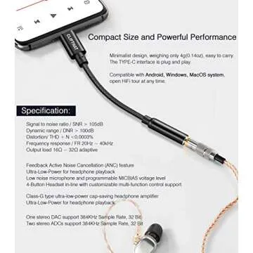 USB C to 3.5mm Adapter with HiFi Sound Quality