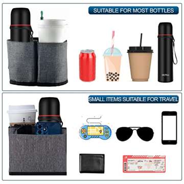 Luggage Travel Cup Holder,Portable Suitcase Cup Holder, Hands Free Drink Holder,Holds Two Coffee Cup...