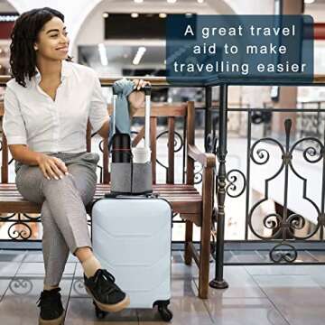 Luggage Travel Cup Holder,Portable Suitcase Cup Holder, Hands Free Drink Holder,Holds Two Coffee Cups for Different Size Cup Bottle,Gifts for Flight Attendants Travelers Accessories (Grey)
