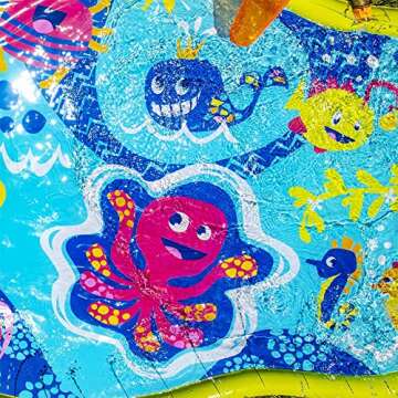 Banzai Splish 'N Splash Kids Inflatable Outdoor Water Park Play Mat with Water Slide, Rainbow Canopy, Starfish Stacker, and Sprinklers