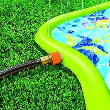 Banzai Splish 'N Splash Kids Inflatable Outdoor Water Park Play Mat with Water Slide, Rainbow Canopy, Starfish Stacker, and Sprinklers