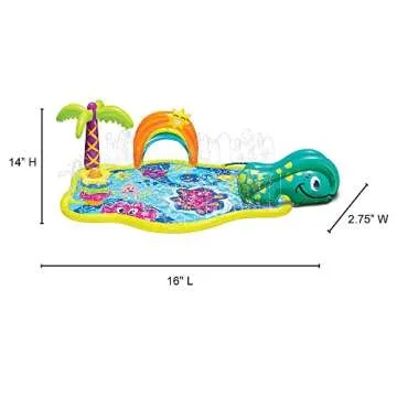 Banzai Splish 'N Splash Kids Inflatable Outdoor Water Park Play Mat with Water Slide, Rainbow Canopy, Starfish Stacker, and Sprinklers