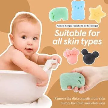 KECUCO Konjac Baby Bath Sponge Set - Safe & Cute Bathing