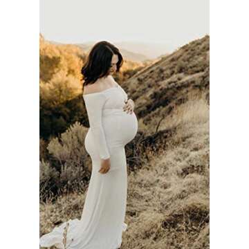 Saslax Off Shoulder Maternity Sweetheart Neckline Dress