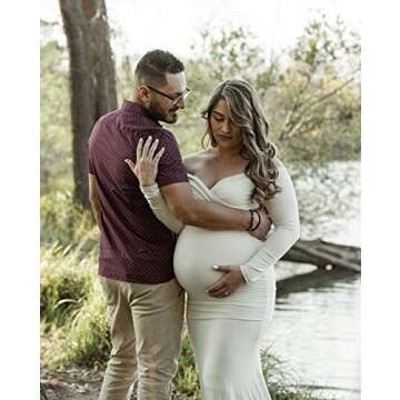 Saslax Off Shoulder Maternity Sweetheart Neckline Dress