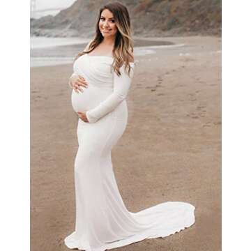 Saslax Off Shoulder Maternity Sweetheart Neckline Dress