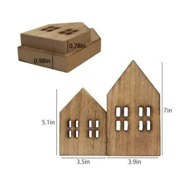 Generic House Shaped Wooden Sign Block Farmhouse Home Sign Tiered Tray Decor (Small, Brown)
