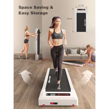 XMKEY Under Desk Walking Pad, Compact Treadmill, Portable Mini Treadmill for Home, 265 lbs Capacity, Ideal for Cardio & Office Use, Space-Saving Design