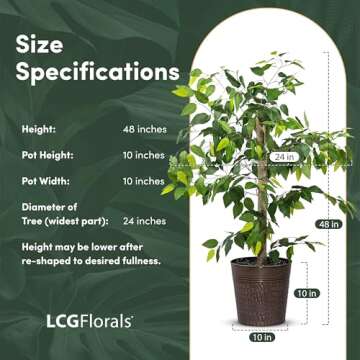 LCG Florals Artificial Ficus Tree - Realistic 4FT Decor