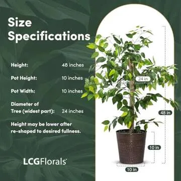 LCG Florals Artificial Ficus Tree - Realistic 4FT Decor