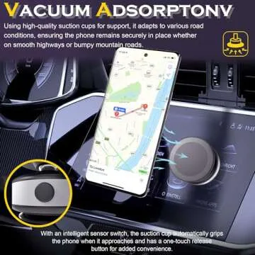 Fostex Electric Vacuum Magnetic Phone Holder,360 Rotatable Car Magnetic Phone Holder, Magnetic Suction Phone Mount, Vacuum Magnetic Car Phone Mount for iPhone Android and All Smartphones