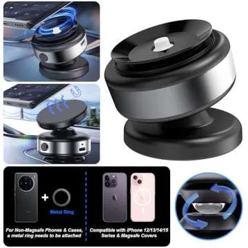 Fostex Electric Vacuum Magnetic Phone Holder,360 Rotatable Car Magnetic Phone Holder, Magnetic Suction Phone Mount, Vacuum Magnetic Car Phone Mount for iPhone Android and All Smartphones
