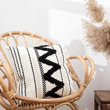 blue page 18x18 Pillow Cover Morocco Throw Pillow Cover for Couch Bed, Boho Tufted Square Decorative Pillow Cover, Farmhouse Accent Textured Throw Pillow Case