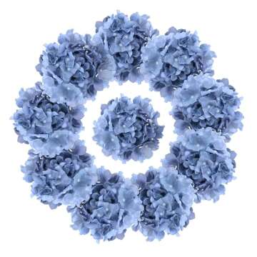 Elevate Your Decor with AVIVIHO Dusty Blue Artificial Hydrangeas - Pack of 10 Silk Flowers