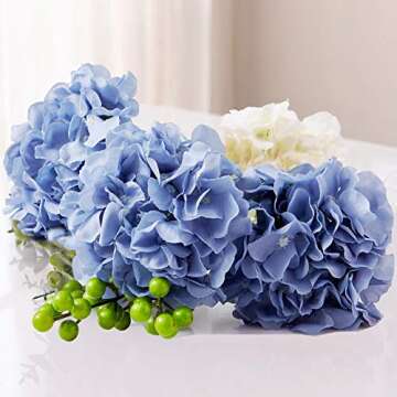 AVIVIHO Dusty Blue Artificial Hydrangea Flowers Pack of 10