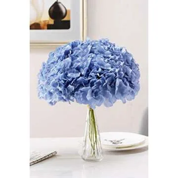 AVIVIHO Dusty Blue Artificial Hydrangea Flowers Pack of 10