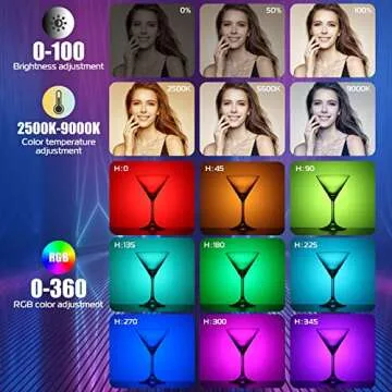 ULANZI VL119 Handheld Light Wand, 360° RGB LED Video Light Stick for Photography, 2600mAh Rechargeable Tube Light for Video Shooting, 2500-9000K Dimmable Camera Light with LCD