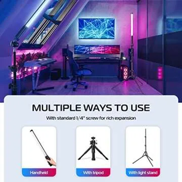 ULANZI VL119 Handheld Light Wand, 360° RGB LED Video Light Stick for Photography, 2600mAh Rechargeable Tube Light for Video Shooting, 2500-9000K Dimmable Camera Light with LCD