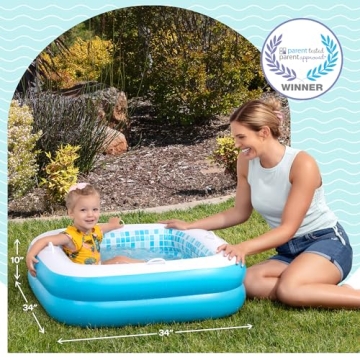 Inflatable Baby Pool with Cushioned Floor & Grip Handles