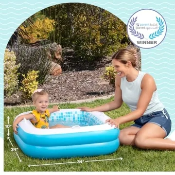 Inflatable Baby Pool with Cushioned Floor & Grip Handles