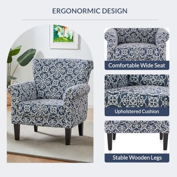 BELLEZE Wingback Accent Chair - Stylish Comfort for Home