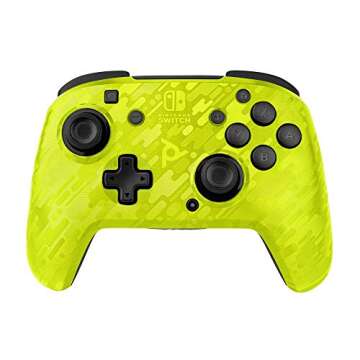 PDP Gaming Faceoff Deluxe Wireless Switch Pro Controller - Yellow Camo / Camouflage - Officially Lic...