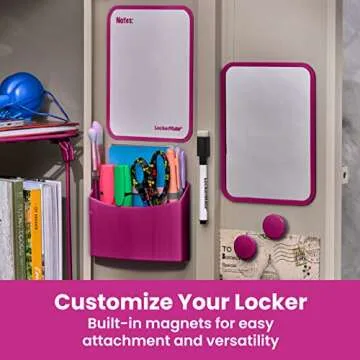 LockerMate 7-Piece Locker Organizer Kit, Includes Locker Shelf, Mirror, Whiteboard, Storage Cup & Dry Erase Marker, Pink