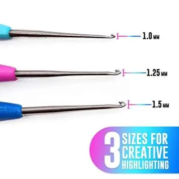 Colortrak Hair Highlighting Needles, Precision Metal Needles with Soft Contour Gel Handles, Reduces Hand Fatigue, Sizes: 1.0 Teal, 1.25 Fuchsia, 1.5 Blue, Multi (3 Count)
