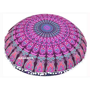 ANJANIYA 32" Peacock Mandala Floor Pillow Cover
