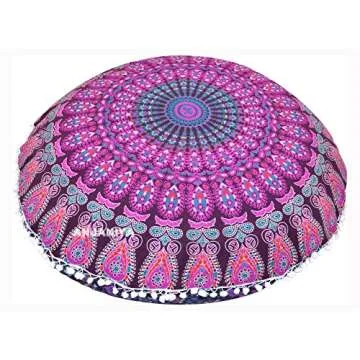 ANJANIYA 32" Peacock Mandala Floor Pillow Cover