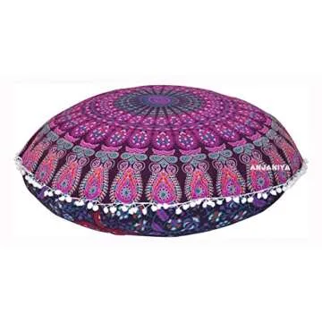 ANJANIYA 32" Peacock Mandala Floor Pillow Cover