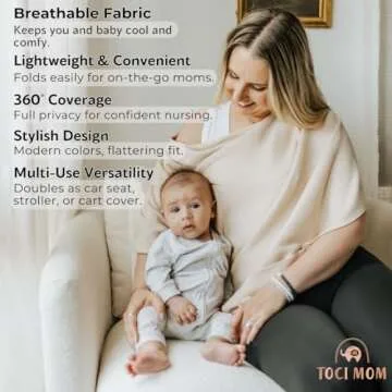 Toci Breathable Nursing Cover Up for Breastfeeding – Privacy Nursing Covers, Newborn Essentials Must-Haves, Soft and Stylish Multi-Use Baby Car Seat Cover