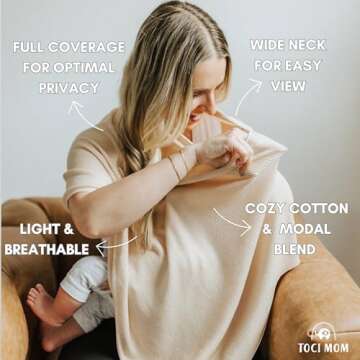 Toci Breathable Nursing Cover Up for Breastfeeding – Privacy Nursing Covers, Newborn Essentials Must-Haves, Soft and Stylish Multi-Use Baby Car Seat Cover