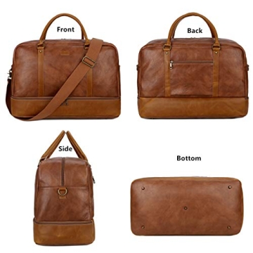 BAOSHA Vegan Leather Travel Duffel Bag - Brown